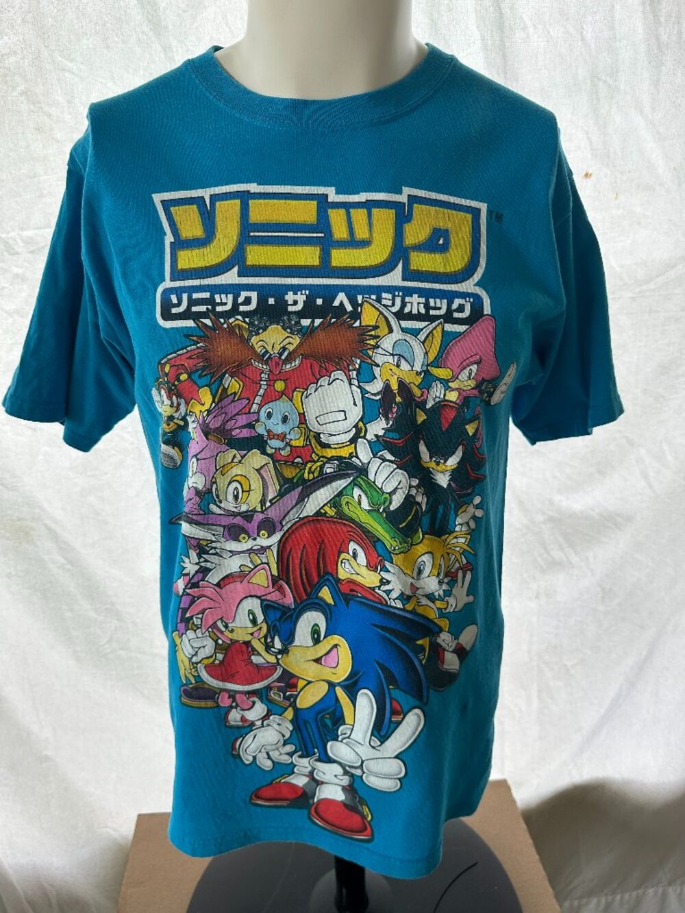 Sonic the Hedgehog Sega Men's Blue T Shirt Size Medium Cotton Miles Tails Prower